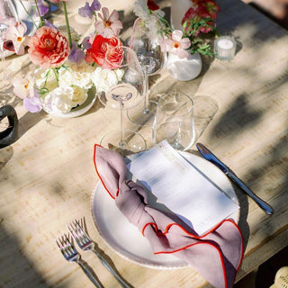 Madre Linen Napkin on Plate with Flowers