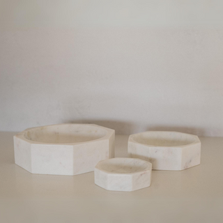 Caden Octangular Bowls in White Marble