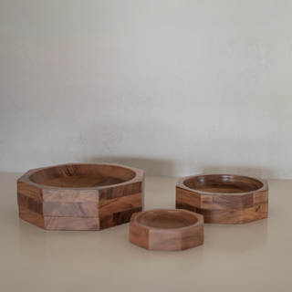 Caden Octangular Bowls in Acacia Wood