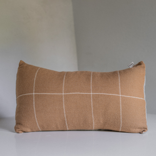 Camiri Lumbar Pillow - Brown with White Checkers
