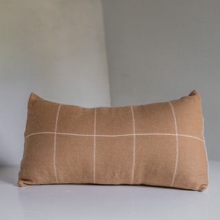 Camiri Lumbar Pillow - Brown with Cream Checkers