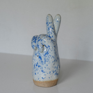Hand Sculptural Objects - Cobalt Splatter Crossed Fingers 2