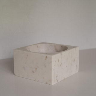 Kings Square Bowls - Large White Marble - Angle View