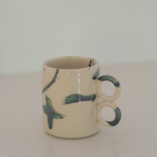 Nichols Mug in White with Emerald Splatter