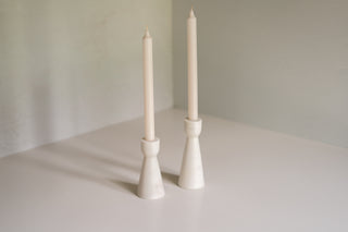Tennyson White Marble Candle Holders with Tapers