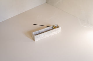 Aklan Incense Box in White with Burning Incense