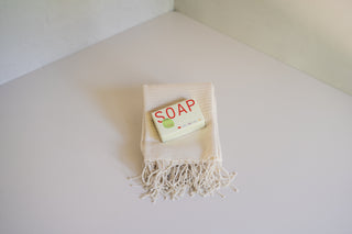 Chime Soap Bar Box on Amasra Hand Towel