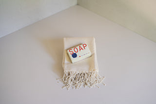 Camp Soap Bar in Box on Amasra Hand Towel