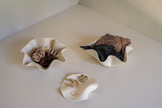 Alicja Ceramics Matte White Collection - Wait Bowls and Stowe Tray with Accessories On Top