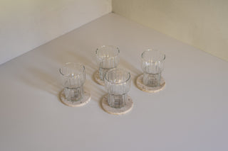 Nayarit Coaster Set in Cream Travertine with Meena Short Fluted Tumblers