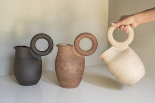 Xaya Pitchers in Row - All Colors with Fog Being Held in Hand