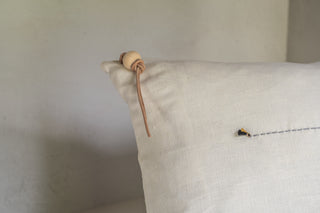 Dunedin Linen Pillow in Oatmeal Detail View