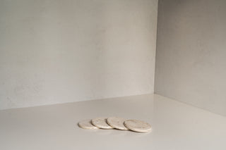 Nayarit Coaster Set in Cream Travertine Stacked