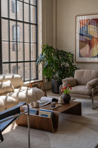Loft Living Room With Spring Accessories on Coffee Table