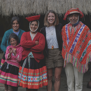 Rachel with Textile Artisans, Elena and Juan, and Their Daughters in Peru