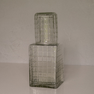 Sune Carafe & Tumbler Set with Cup On Top at Angle